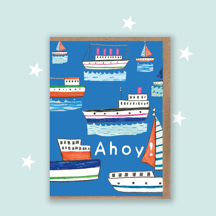 Everyday Card -Ahoy! Boats for wholesale by Lou Mills