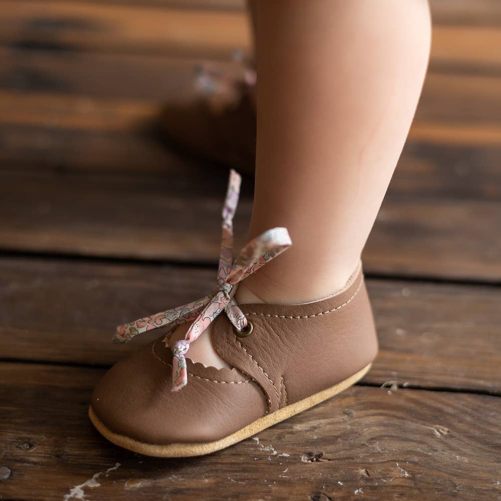 Sun & Lace - Wholesale Crib Shoes - Baby - Tie Baby Mary Janes in Walnut | Baby Girl Shoes5