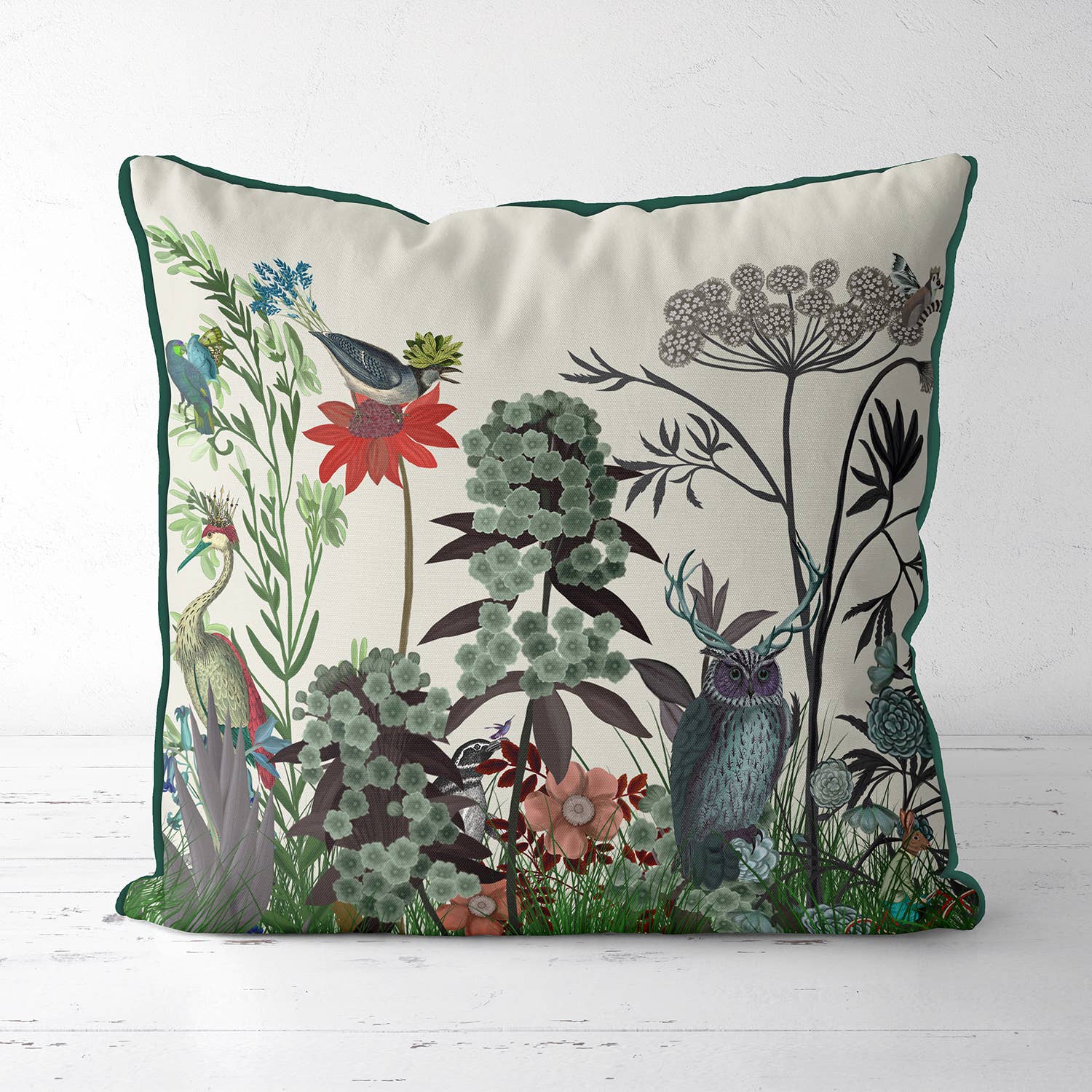 FabFunky Ltd - Wholesale Throw/Decorative Pillow - Wildflower Bloom, Owl, Botanical pillow or garden cushion