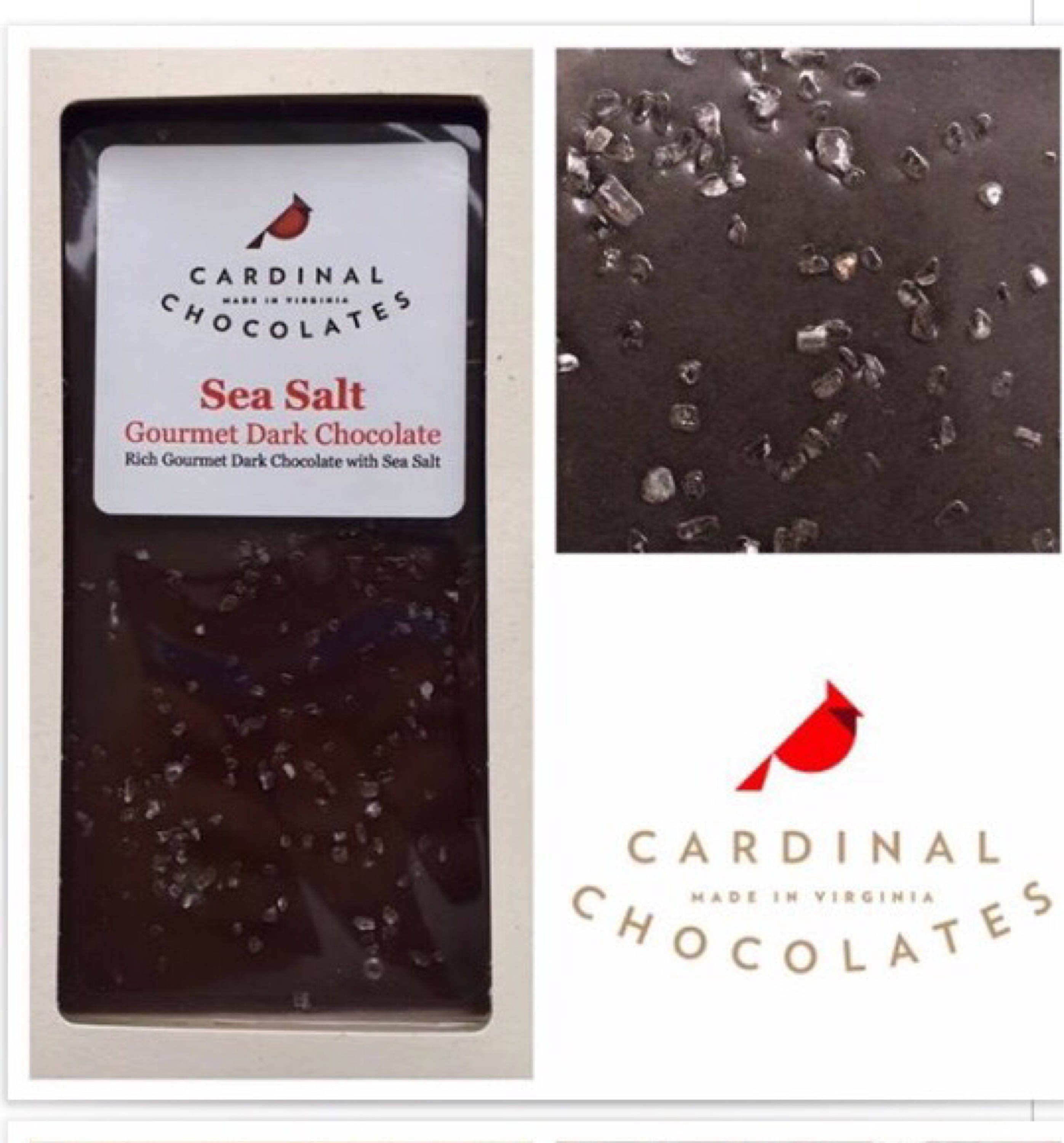 Cardinal Chocolates - Wholesale Chocolate Bar - Sea Salt Gourmet Dark Chocolate Bar 4oz