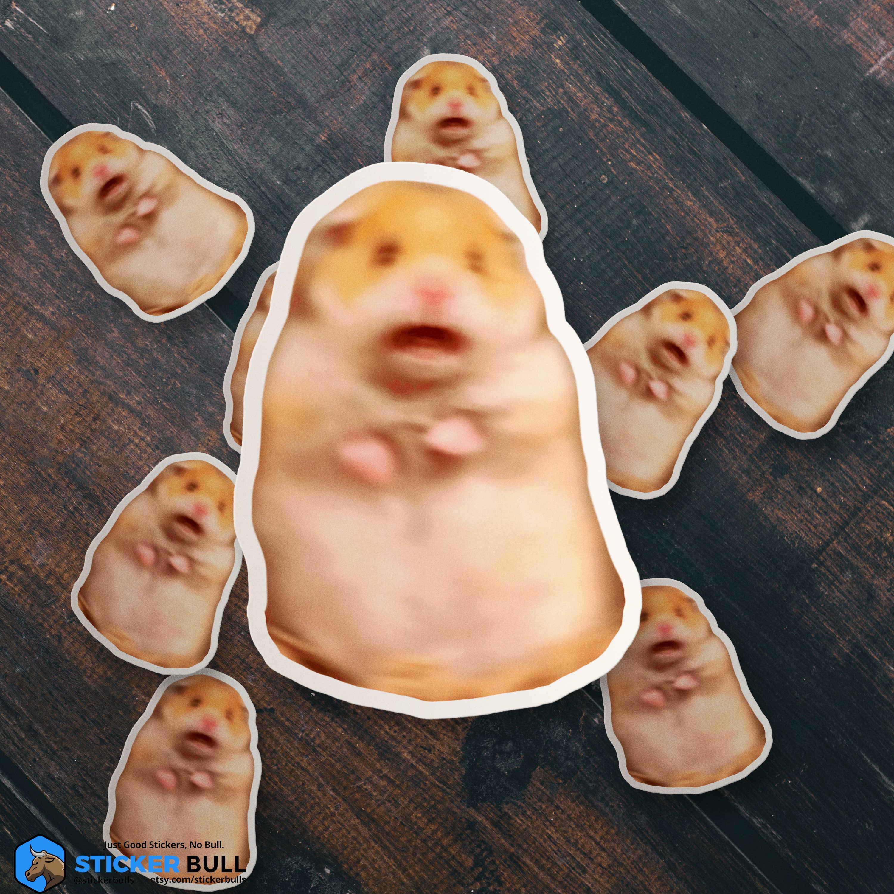 Sticker Bull - Wholesale Sticker - Scared Hamster Funny Meme Sticker, Waterproof Vinyl Sticker7