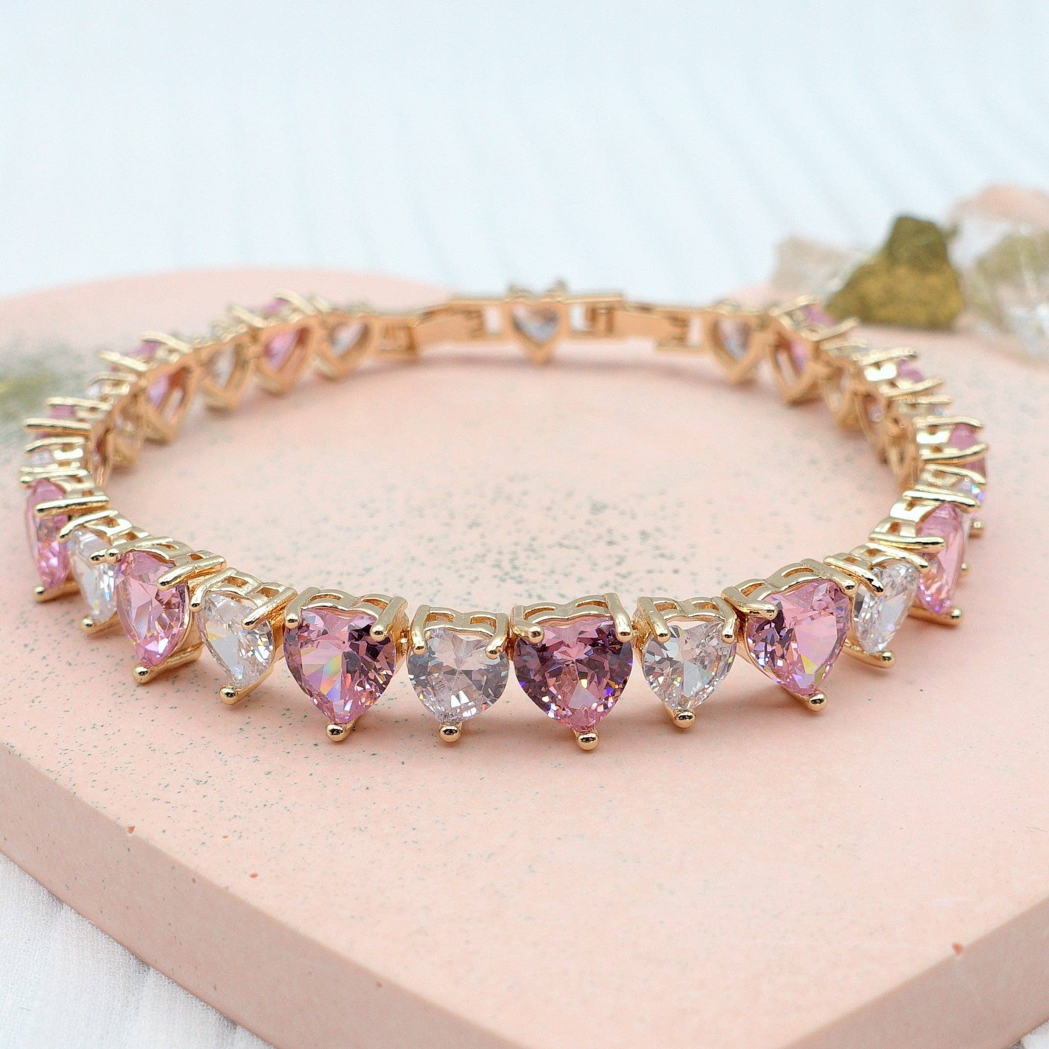 Daemon srls - Vente Bracelet tennis - CHERIE - bracelet tennis avec zircone cubique en forme de cœurs alternés8