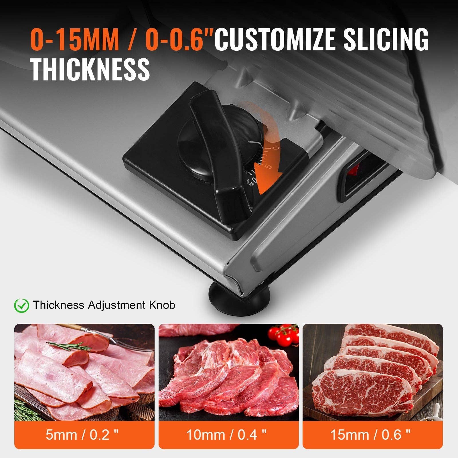 Hard Rock Health Stores - Wholesale Kitchen Appliance - Meat Slicer, 180W Electric Deli Food Slicer with 7.5" SUS420 Stainless Steel Blade and Blade Guard, 0 - 0.6 inch Adjustable Thickness for Home Use, Easy to Clean, Cut Meat, Bread, Ham and Cheese2