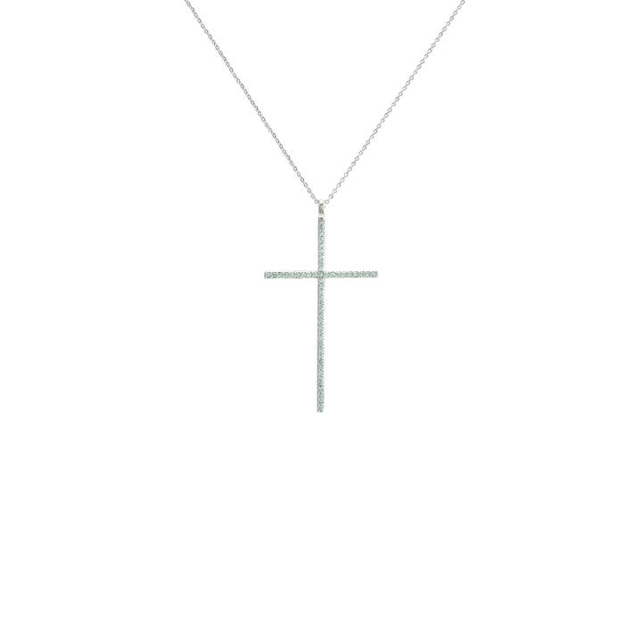 Large CZ Cross Necklace for wholesale by NY Jewelry House