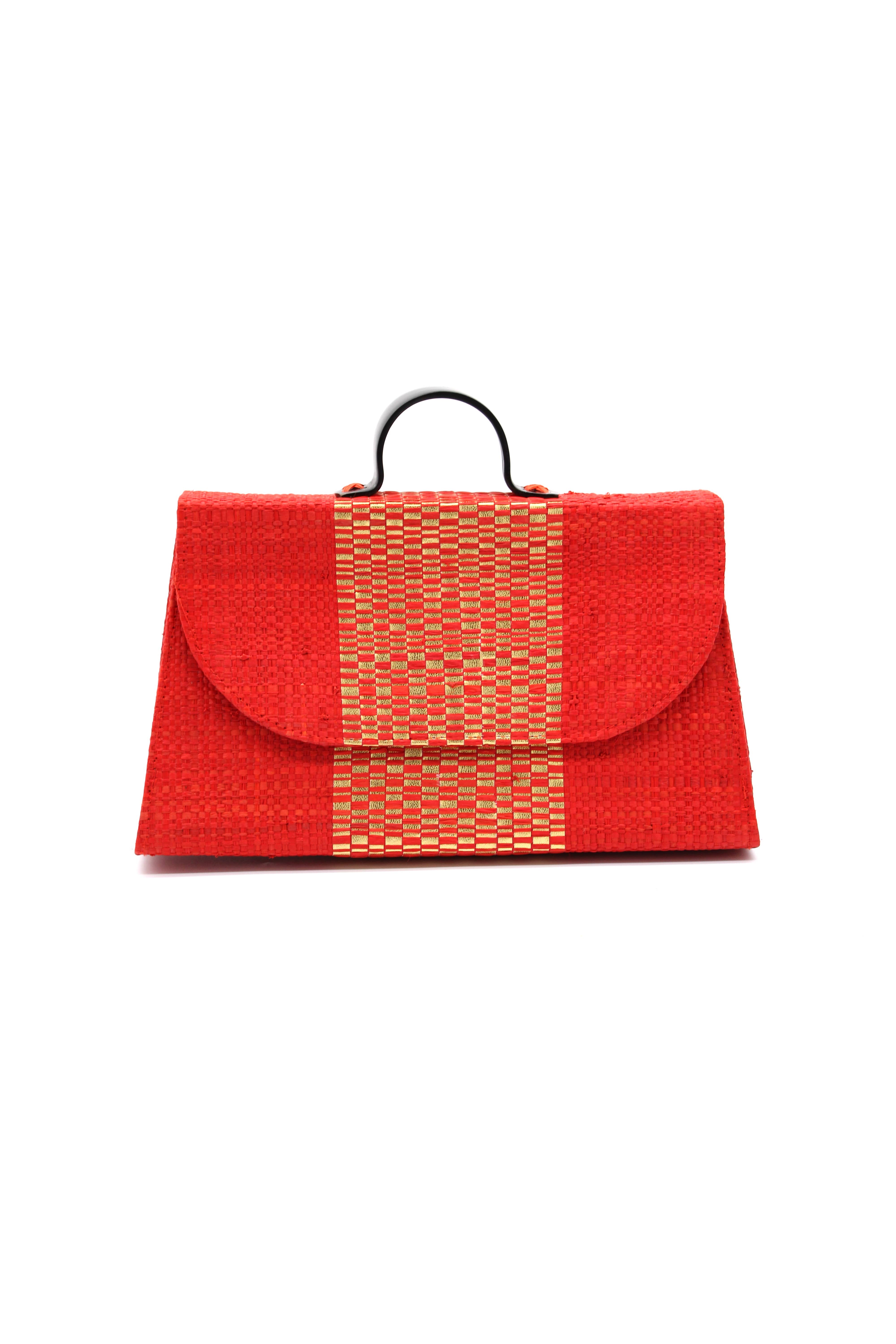 Shebobo - Wholesale Clutch Bag - Women's - Wynwood Straw Handbag with Metallic Detailing & Horn Handle5