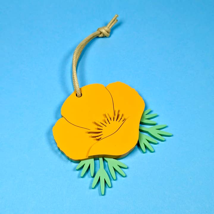 California Poppy Ornament for wholesale by Crafted