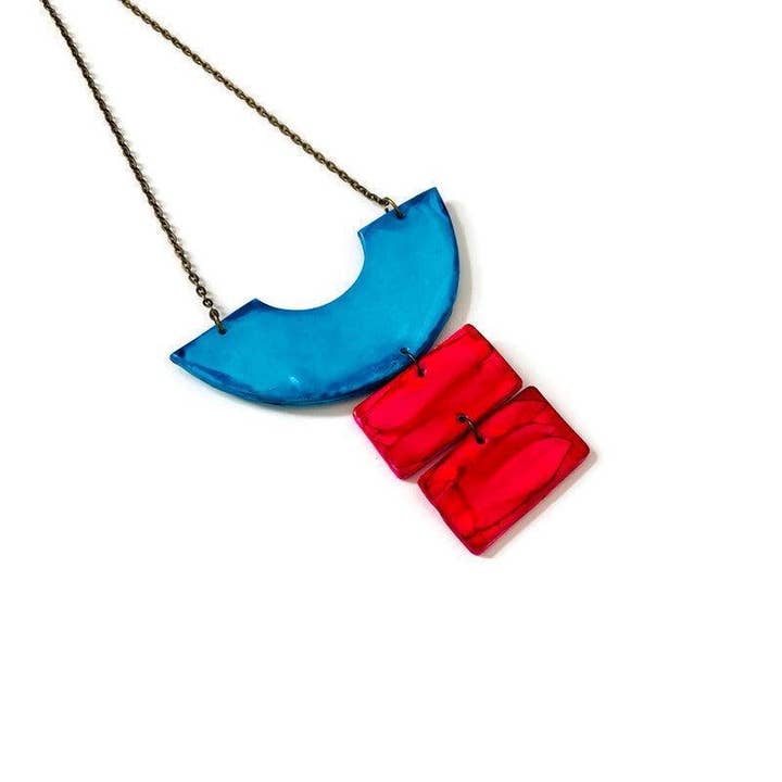 Turquoise & Pink Statement Collar Necklace for wholesale by Sassy Sacha Jewelry