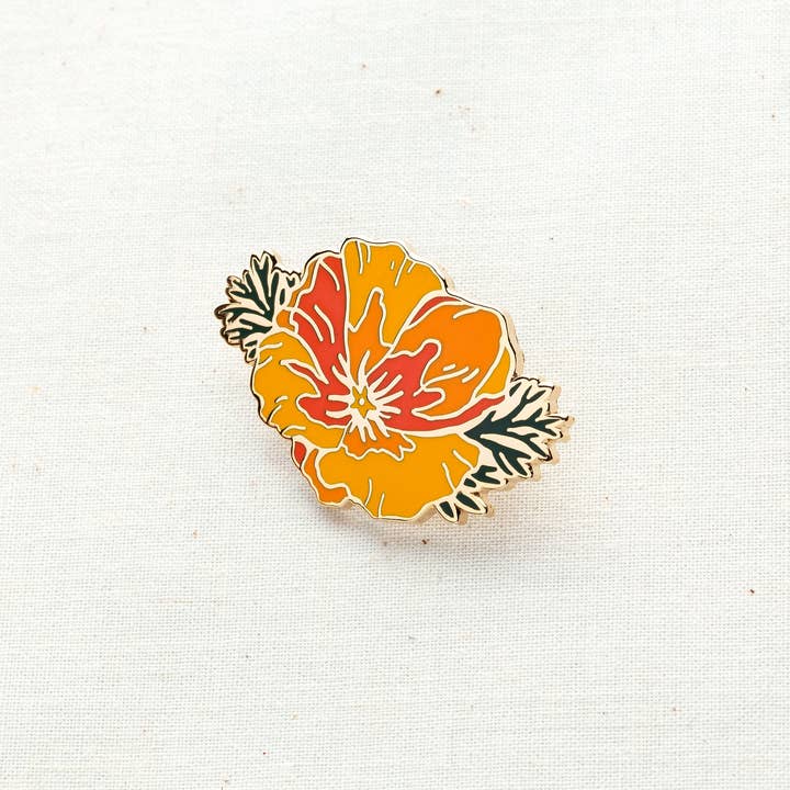 Wildship Studio - Wholesale Lapel Pin/Button - California Poppy Enamel Pin2