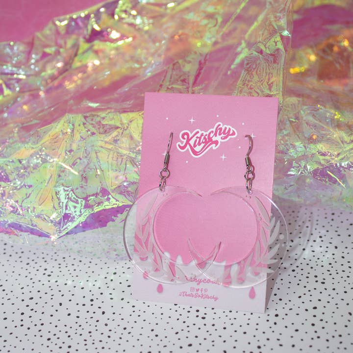 Kitschy - Wholesale Dangle Earrings - Allure Crescent Moon Floral Earrings Laser Cut Acrylic | Made In Scotland1