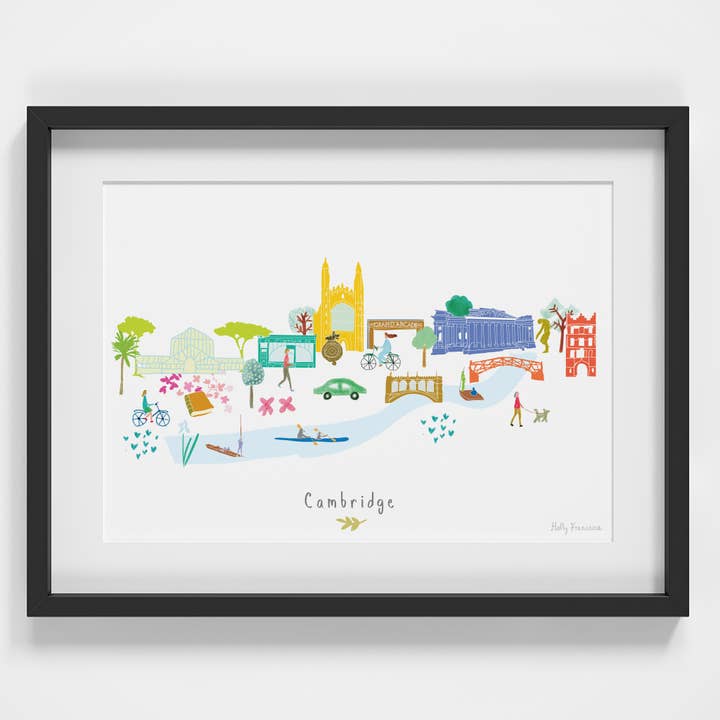 Cambridge Skyline Cityscape - A3 Print for wholesale by Holly Francesca