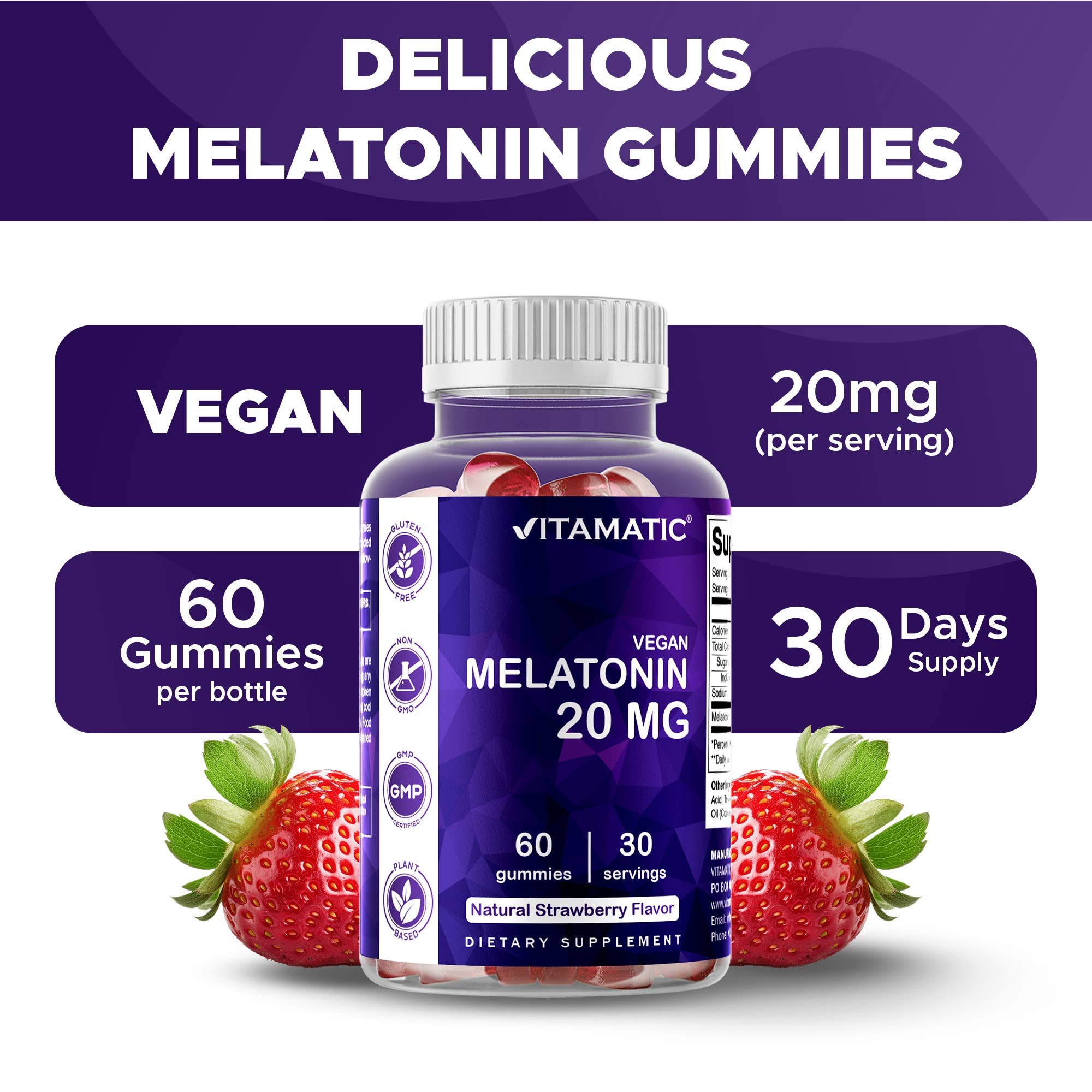 Vitamatic - Wholesale Oral Supplement/Vitamin - Vitamatic Melatonin 20mg Gummies for Adults | 60 Gummies5