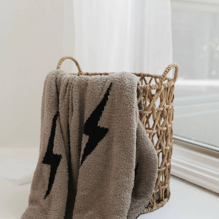 Forever French Baby - Wholesale Throw Blanket - Plush Blanket | Brown Lightning Bolt