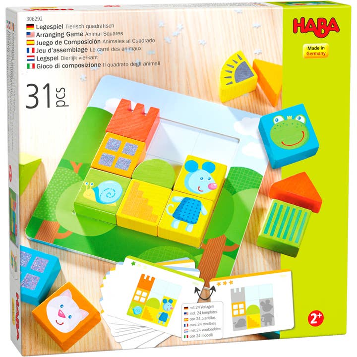 HABA USA - Wholesale Wood Toy - Kids - Animal Squares Arranging Game - Wooden Matching Puzzle