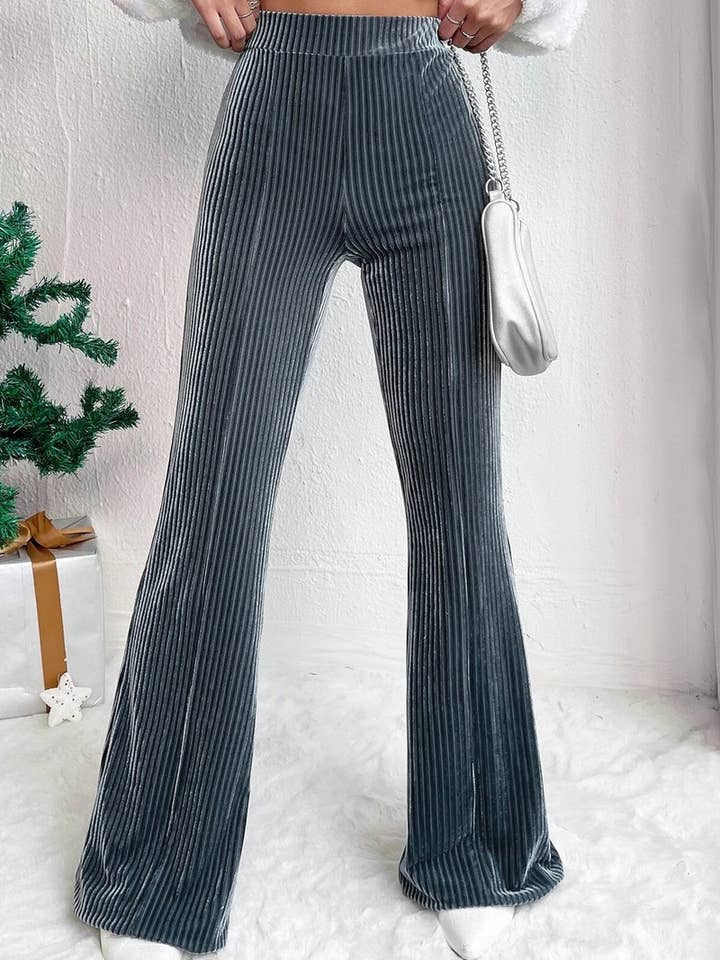 NINEXIS - Wholesale Pants - Women's - CWBLP2056_HIGH WAIST CORDUROY FLARE WIDE LEG SWEATPANTS1