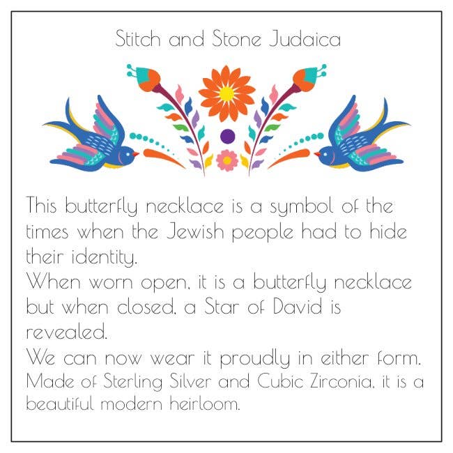 Stitch and Stone - Wholesale Pendant/Charm Necklace - Marcasite Butterfly Star of David Necklace