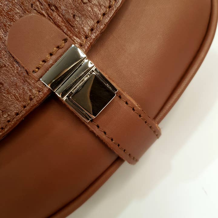 ANKO - Wholesale Crossbody Bag - Women's - Brown crossbody bag made of genuine ostrich leather