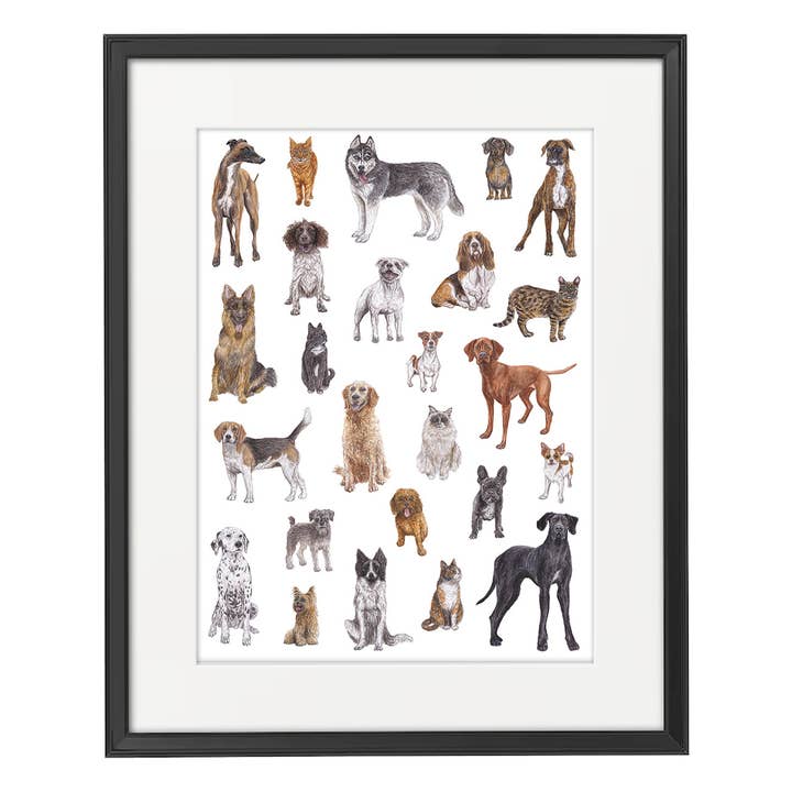 Lucy Locks Art - Wholesale Art Print - Cat and Dog A3 Print1