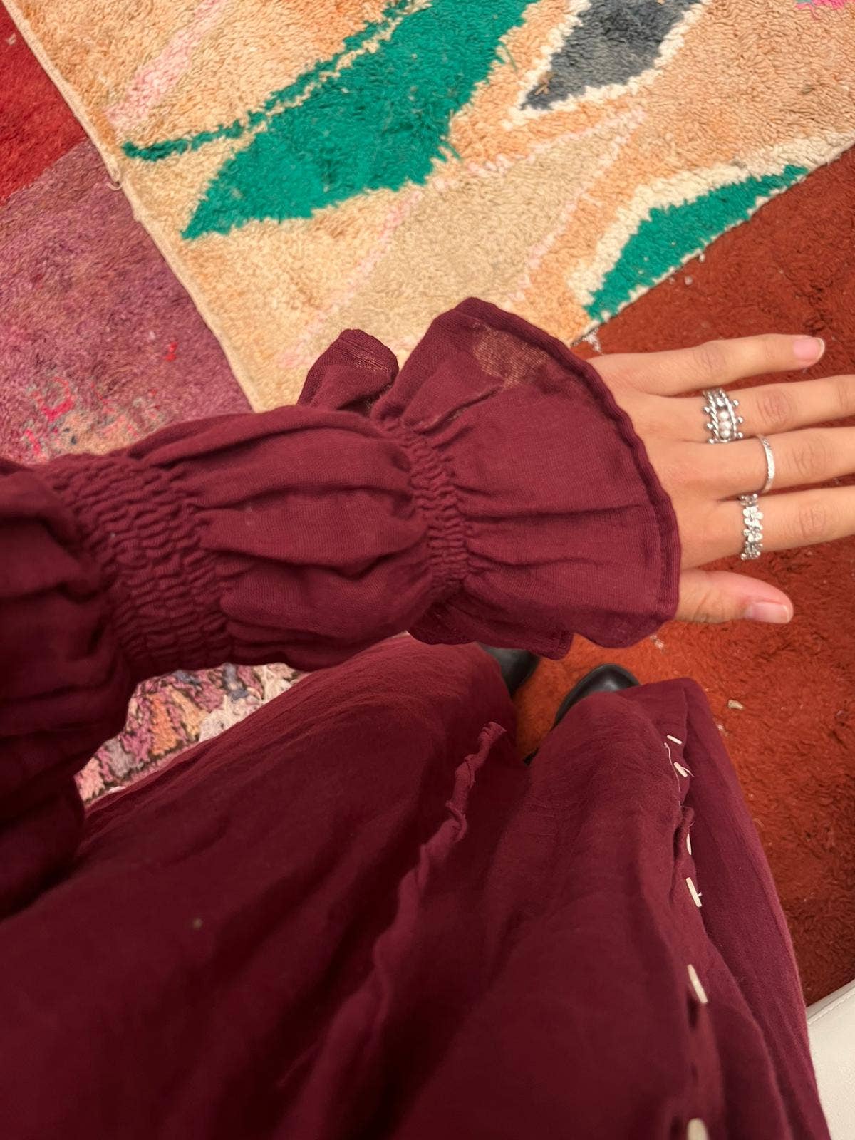 ToutVintage - Wholesale Dress - Women's - Katoenen maxi-jurk Bordeaux4