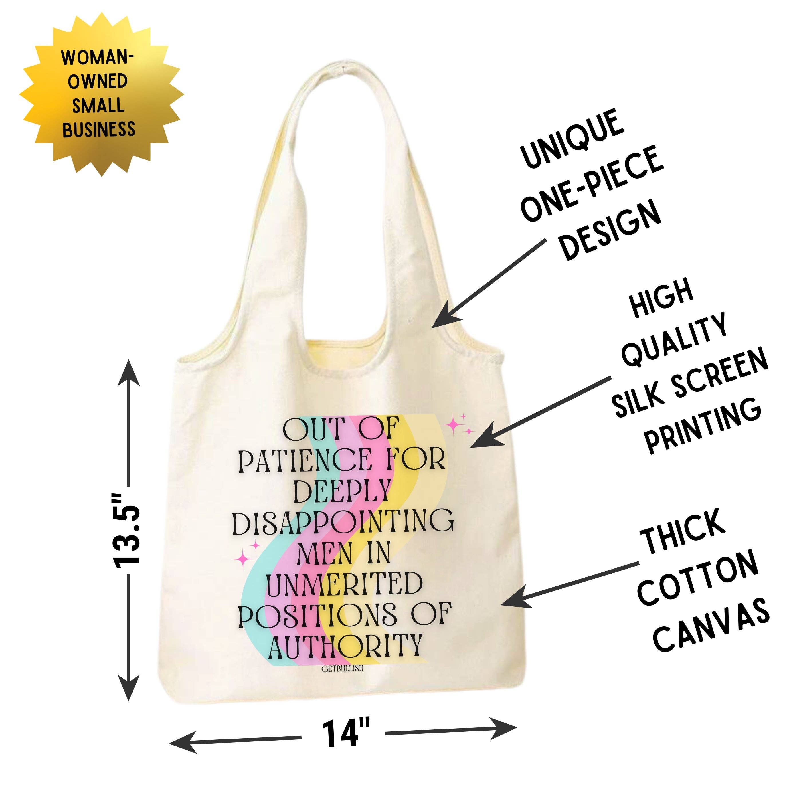 GetBullish – Engroshandel Tote bag - Dame – Feministisk tote „Ud af tålmodighed for skuffende mænd“ lærred5