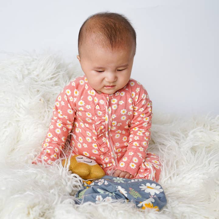 Emerson and Friends - Wholesale Security/Cuddle Blanket - Baby - Blue Daisy Spring Flowers Bamboo Baby Lovey Snuggle Blanket Gift