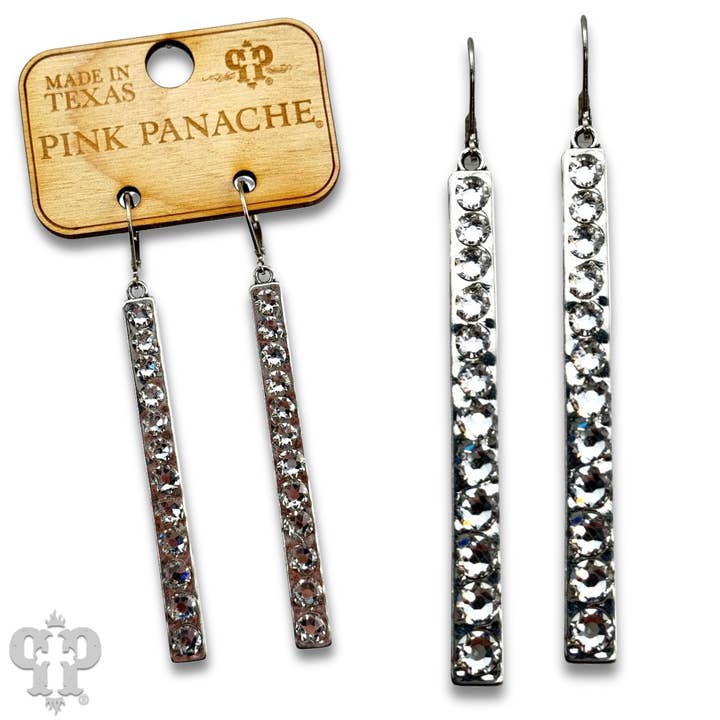Pink Panache Brands - Wholesale Dangle Earrings - Sleek bar earring with Austrian crystals7