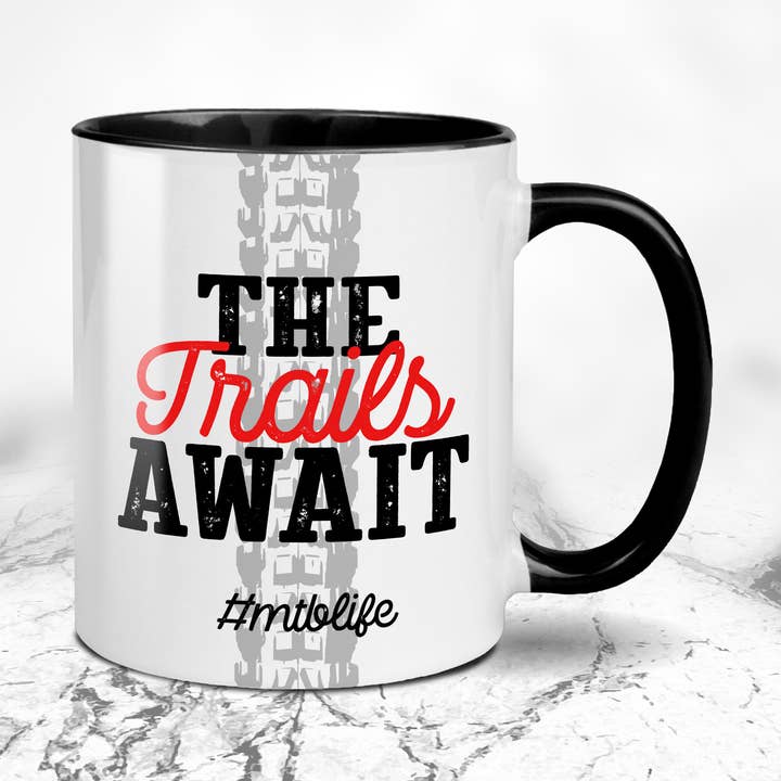The Trails Await Mountain Bike Mug ( 2 Colour Options) for wholesale by EllieBeanPrints