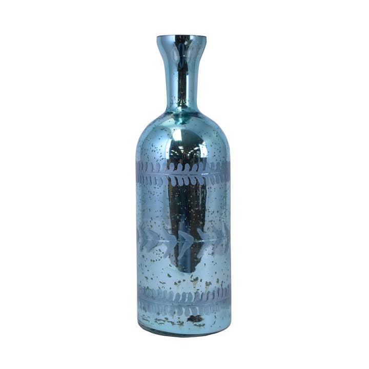 Beachcombers - Wholesale Vase - SALE Blue Metallic 12.5" Glass Vase0