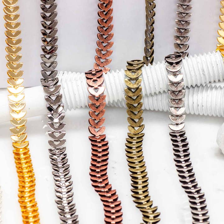 8mm Halvmåne Stil Specialkæde Solgt pr. Fod - CH 915 for engroshandel hos Continental Beads