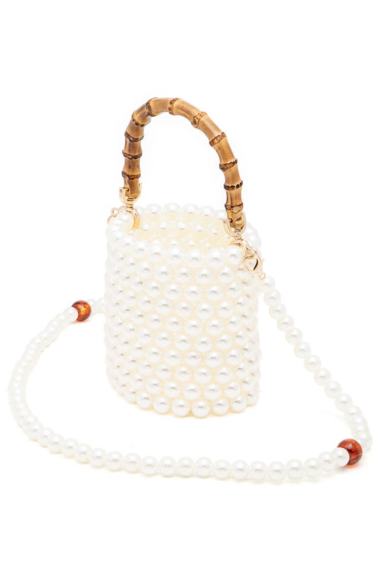 Artini Accessories - Wholesale Clutch Bag - Women's - Bamboo Top Handle Beaded Bucket Clutch Bag2