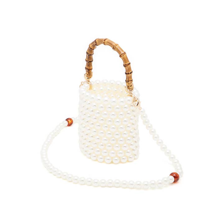 Artini Accessories - Wholesale Clutch Bag - Women's - Bamboo Top Handle Beaded Bucket Clutch Bag2
