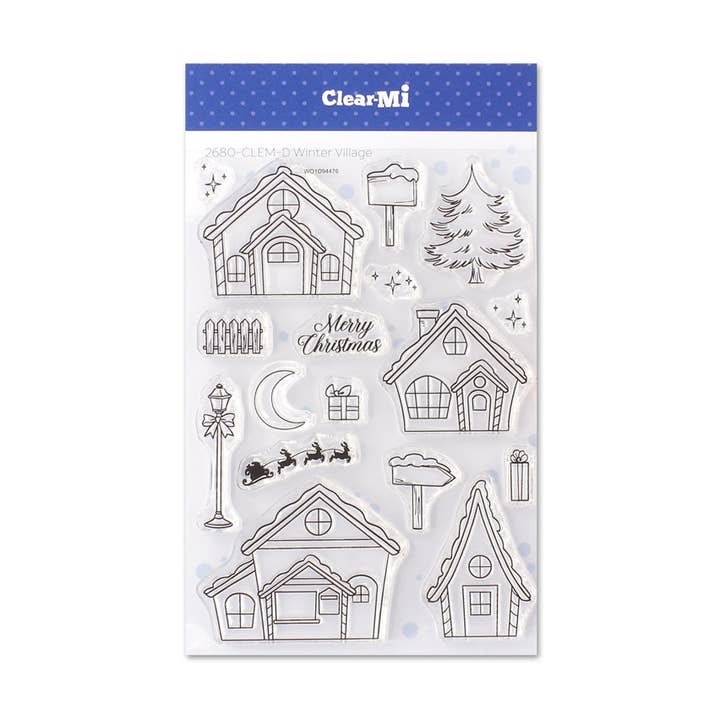 Clear polymer stamps Winter village for wholesale by Impronte D'Autore