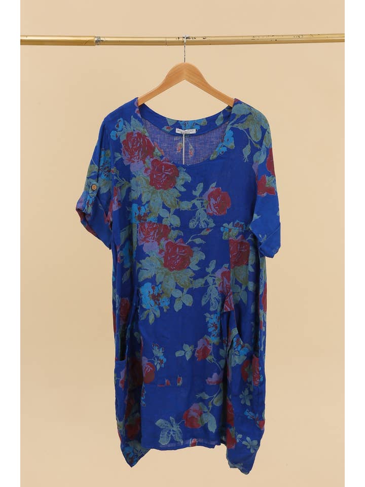 la maison des fibres naturelles – wholesale Klänning - Dam – Klänning i 100 % linne med blommönster 32409