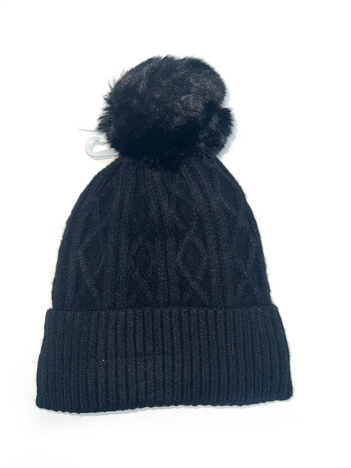 LINETA - Wholesale Beanie - Women's - BX-23 Unisex knit-effect beanie with sequins and pompom2