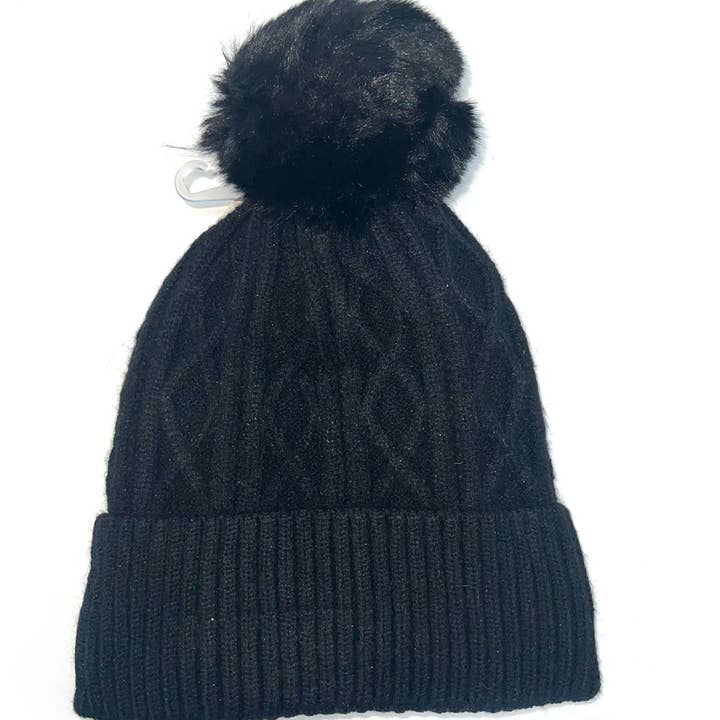 LINETA - Wholesale Beanie – Women's - BX-23 Unisex knit-effect beanie with sequins and pompom3
