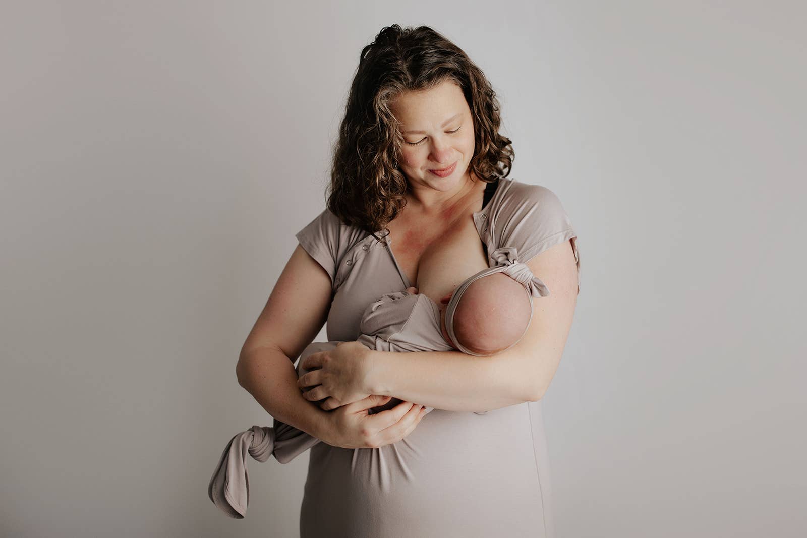 Three Little Tots - Wholesale Babygown - Baby - Harbor Mist Taupe Knotted Gown22