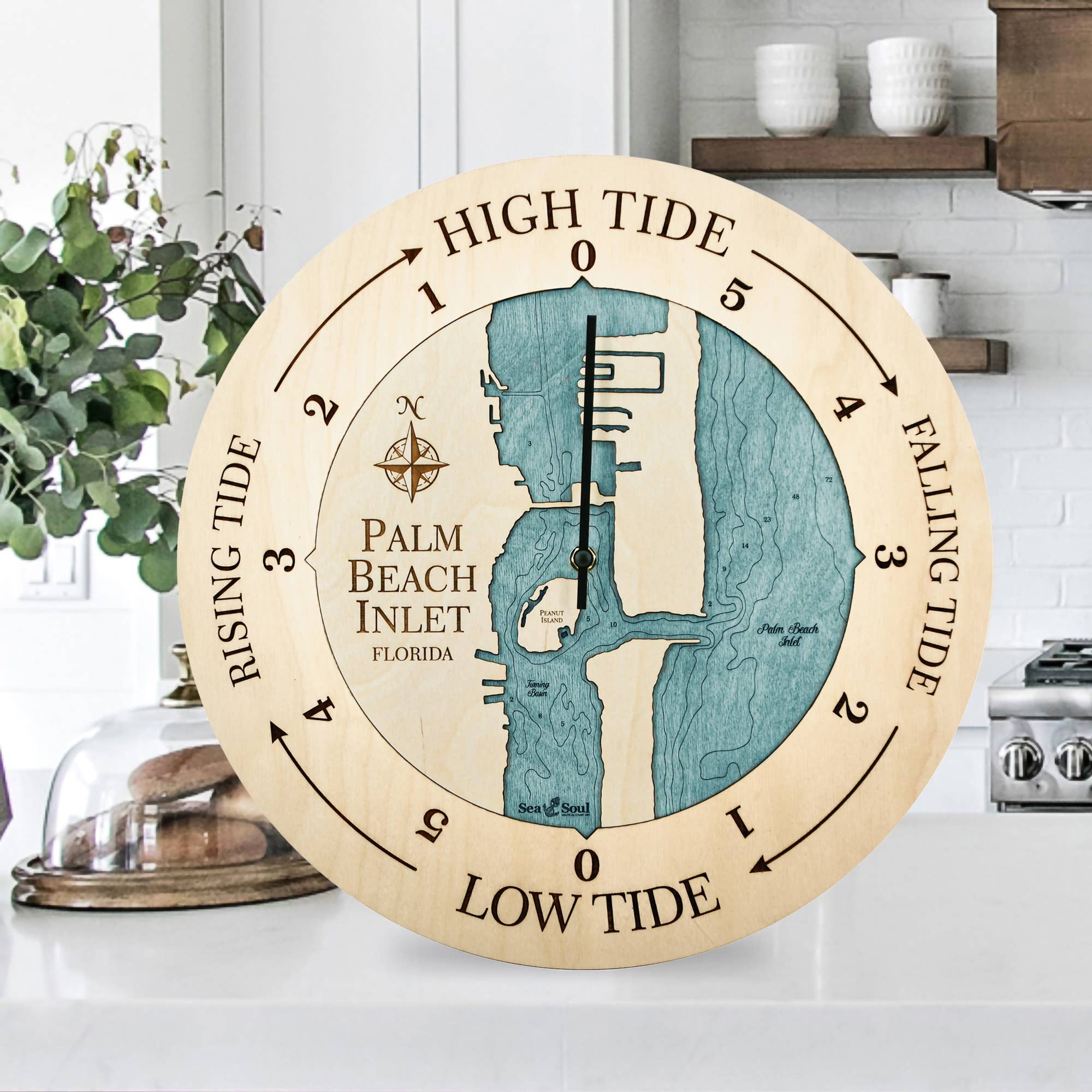Sea & Soul Nautical Chart Art - Wholesale Wall Clock - Florida East Coast Nautical Chart Tide Clock-Many Locations117