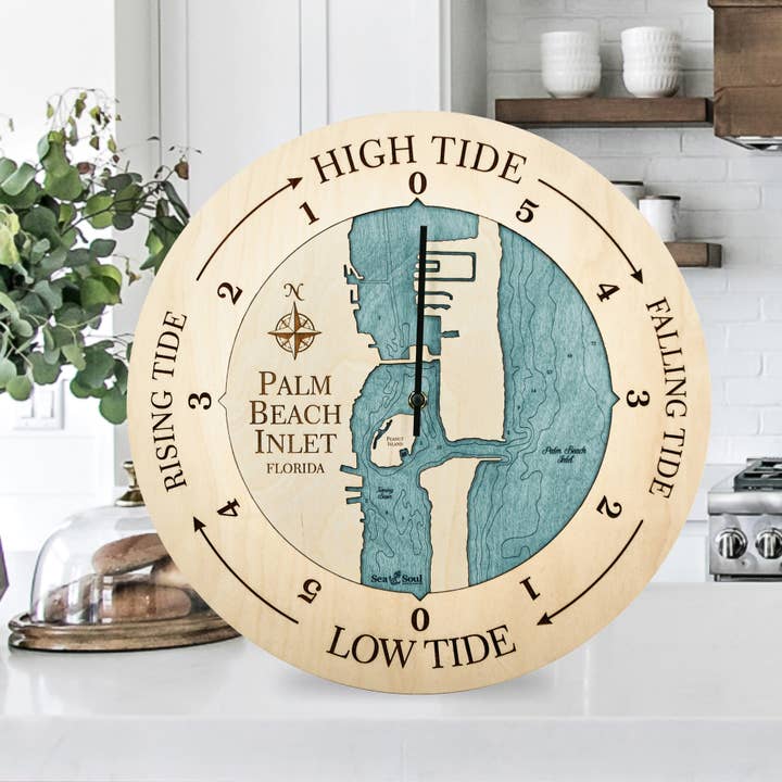 Sea & Soul Nautical Chart Art - Wholesale Wall Clock - Florida East Coast Nautical Chart Tide Clock-Many Locations117