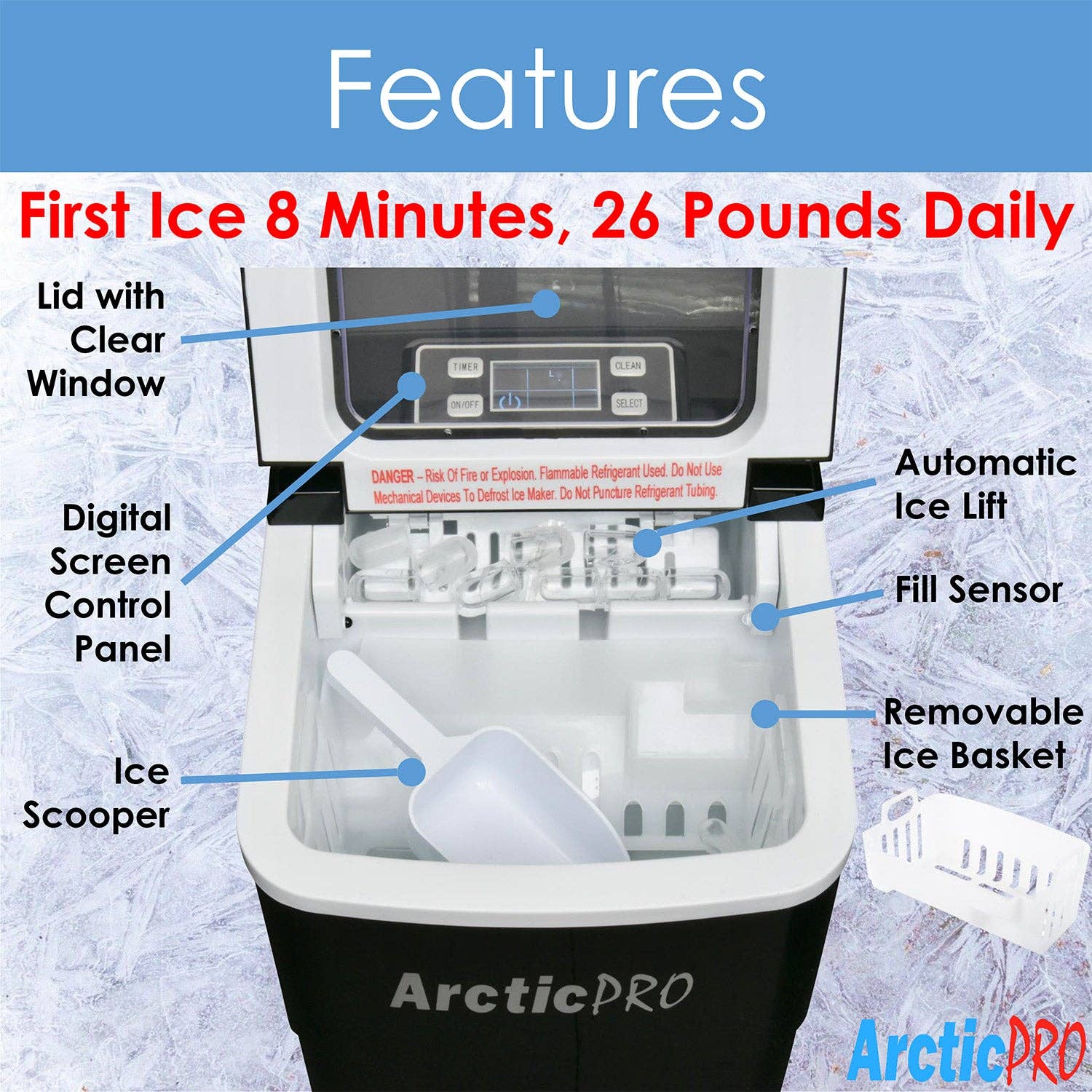 ShopBobbys - Wholesale Kitchen Appliance - Arctic-Pro Portable Digital Quick Ice Maker Machine, Black,1
