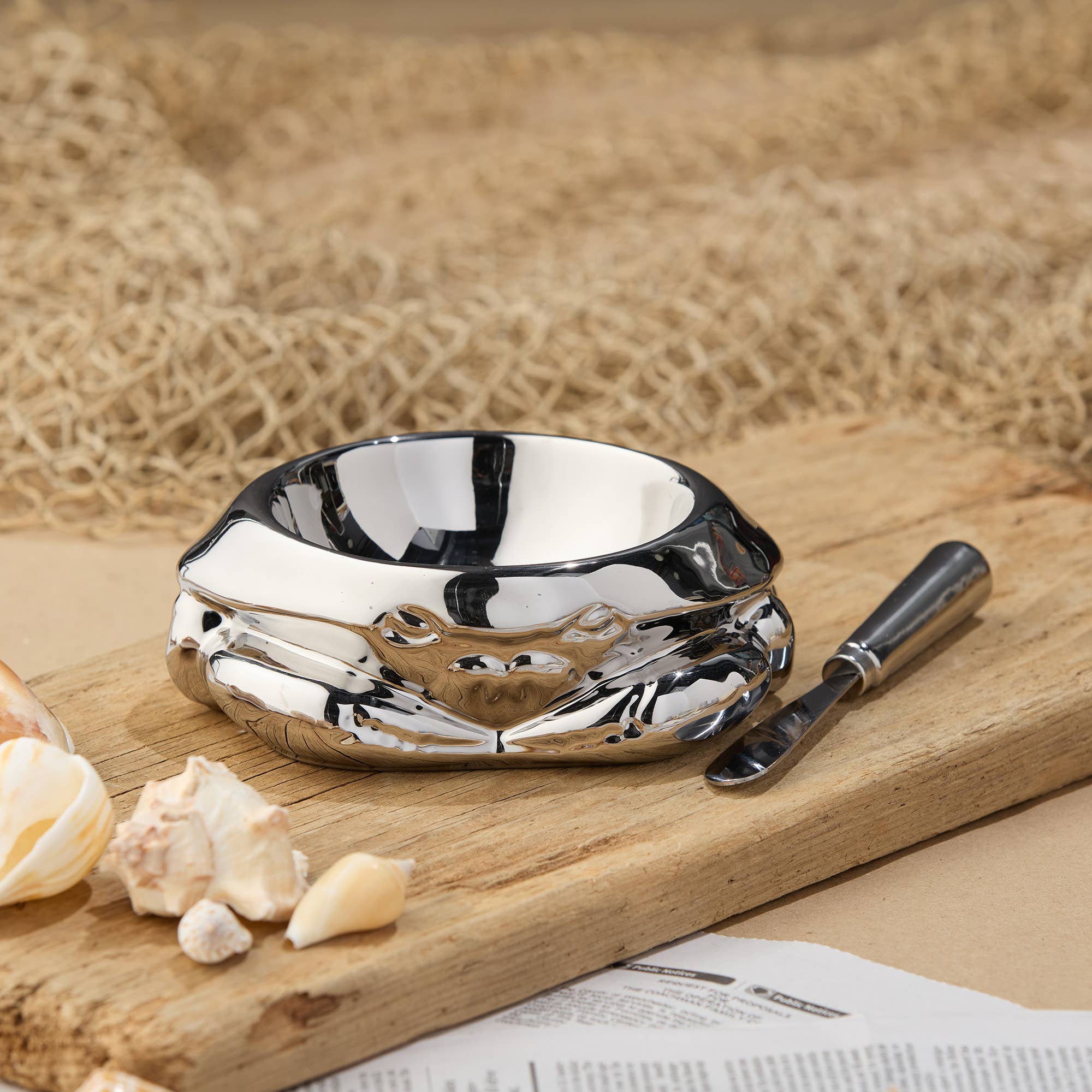 Certified International - Wholesale Condiment/Dip Bowl - Silver Plated 3-D Crab Dip Bowl with Spreader2