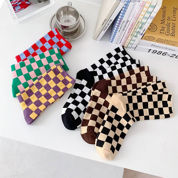 ACCITY - Wholesale Socks - Unisex - NEW ALL-PLAID MID-TUBE SOCKS FOR MEN AND WOMEN_CWMS04051