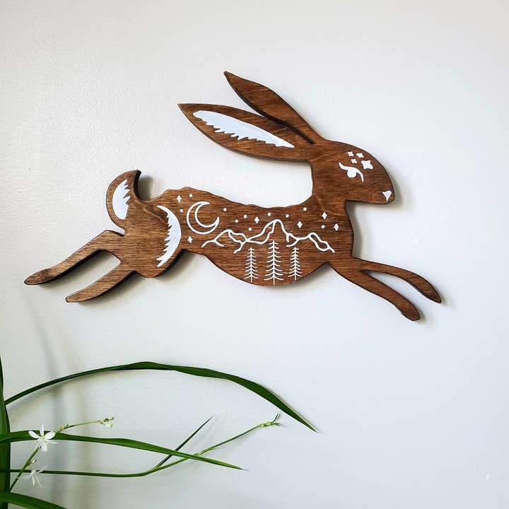 Studio Wildflower - Wholesale Wall Accent - Rabbit decor wood wall art, Celestial nursery art