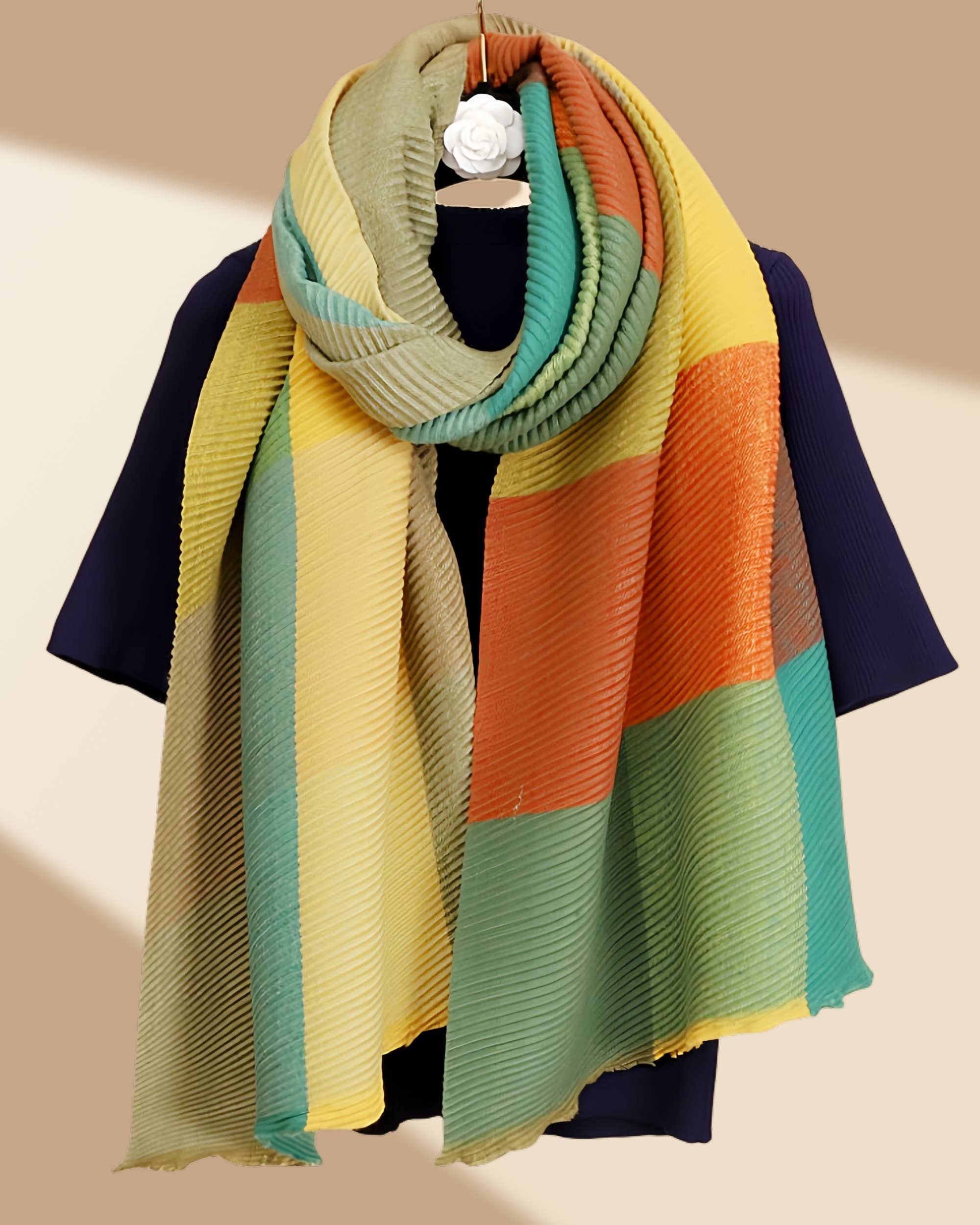 JC Sunny Fashion – wholesale Halsduk - Dam – JC021032 Lyxig 3D-texturerad skrynklig scarf5