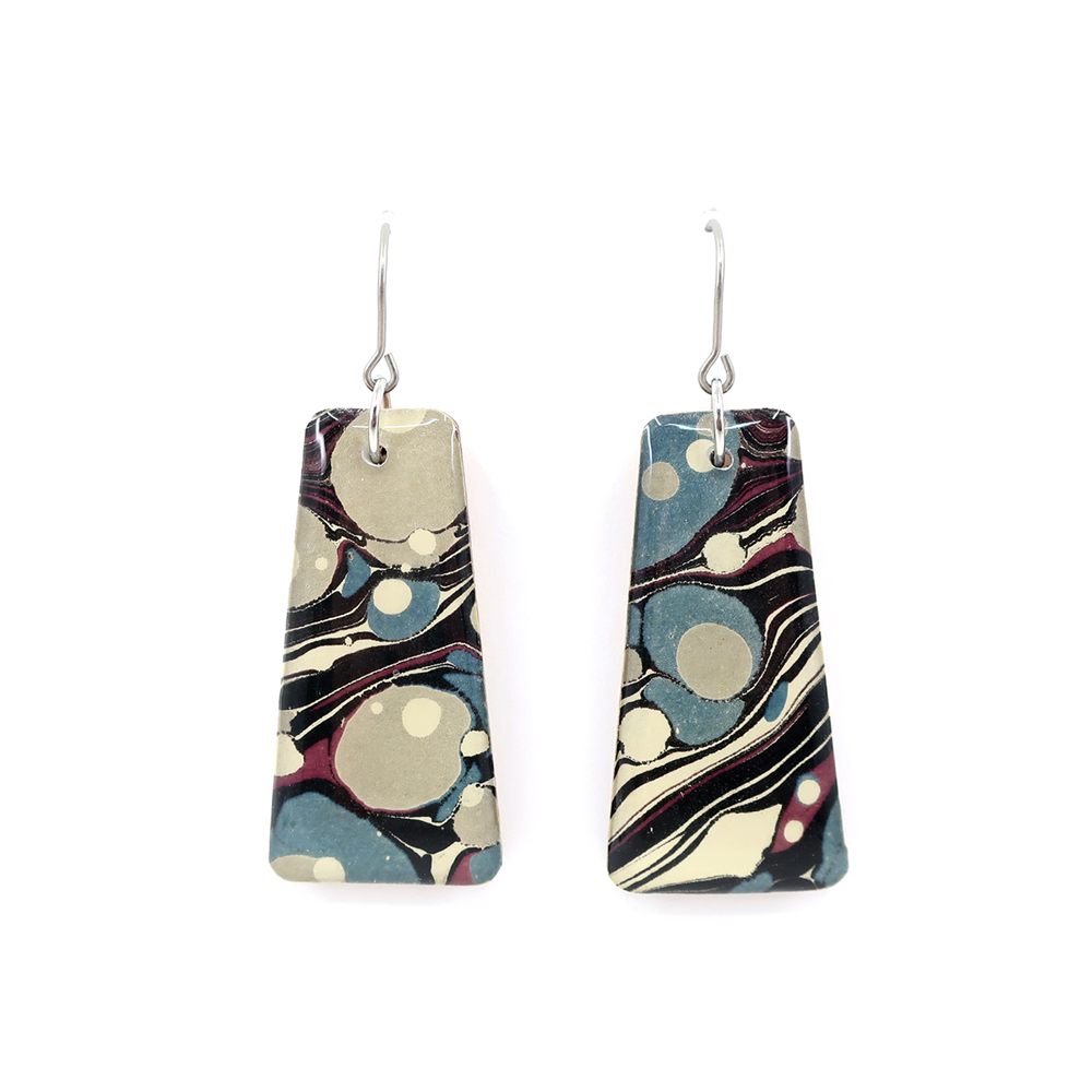 autumn + tree - Vente Boucles d'oreilles pendantes - Boucles d'oreilles pendantes en marbre moderne du milieu du siècle, bleu poudré1