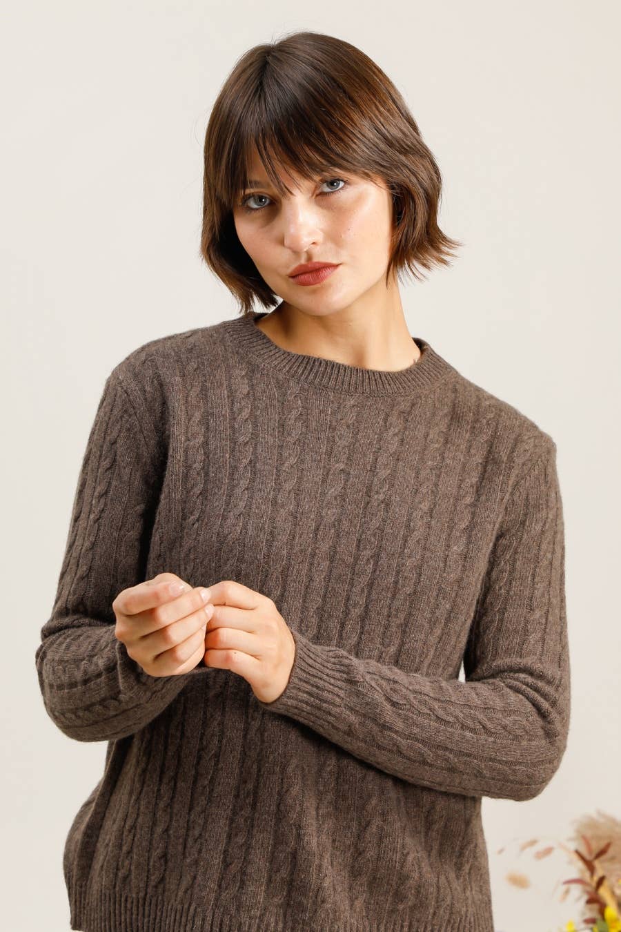 NAÏS PARIS - Wholesale Knit Sweater - Women's - Crew neck cable knit sweater in 100% extra fine merino wool15