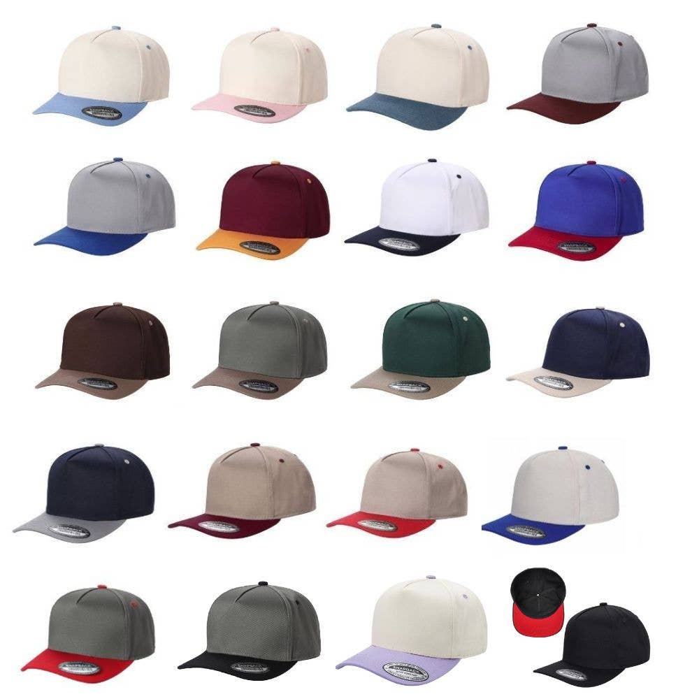 DOBBI - Wholesale Flat Brim Cap - Unisex - 5 Panel Snapback Caps86