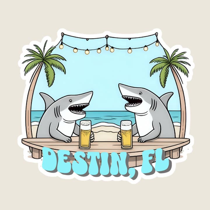 Autocolante Personalizado de Recordação Happy Hour Sharks (B1003) por atacado de Shoreline Summit