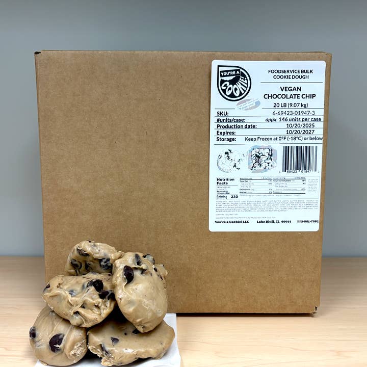 FOODSERVICE COOKIE DOUGH - VEGAN CHOCOLATE CHIP for wholesale by You're a Cookie!