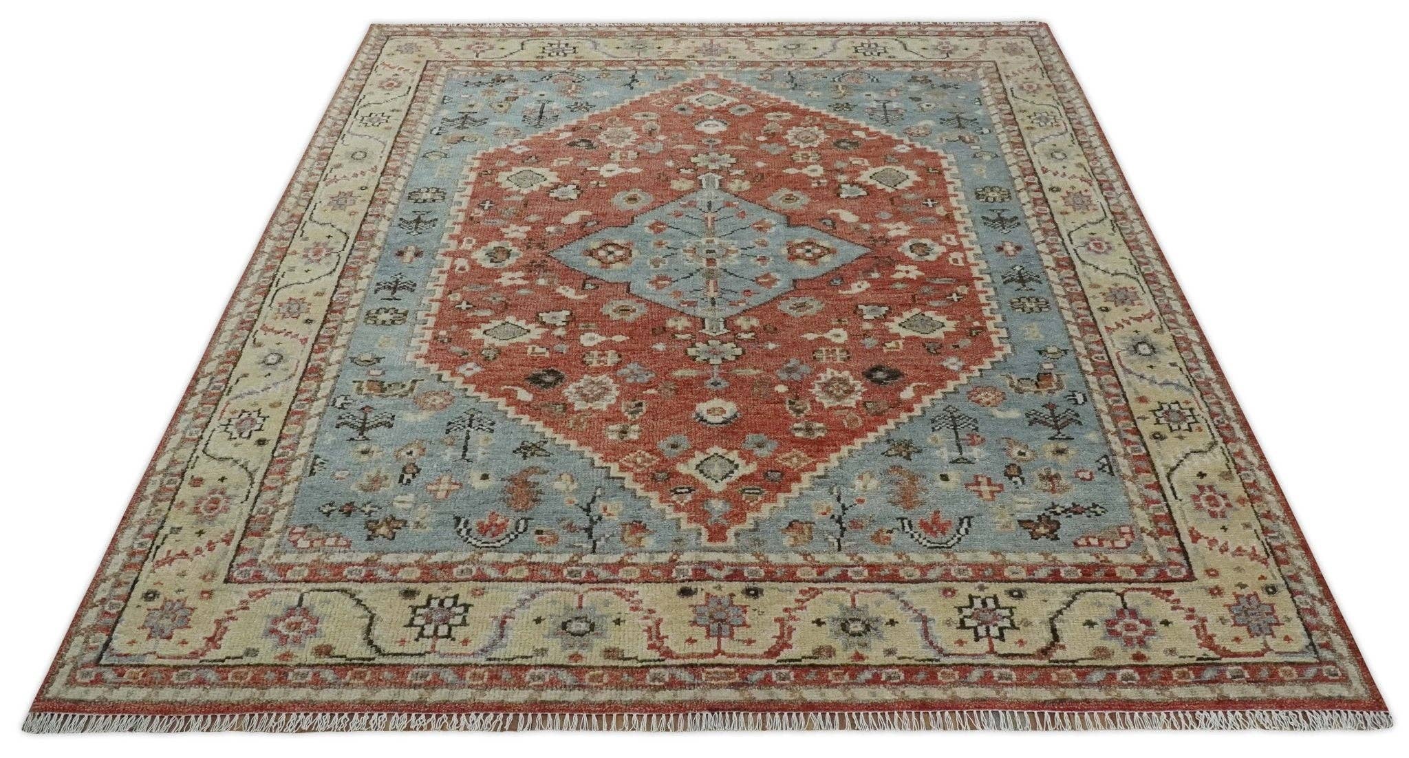 The Rug Decor, Inc. - Vendita all'ingrosso Tappeto - Tappeto su misura in lana annodato a mano Heriz tradizionale floreale grigio, ruggine e beige dall'aspetto antico.8
