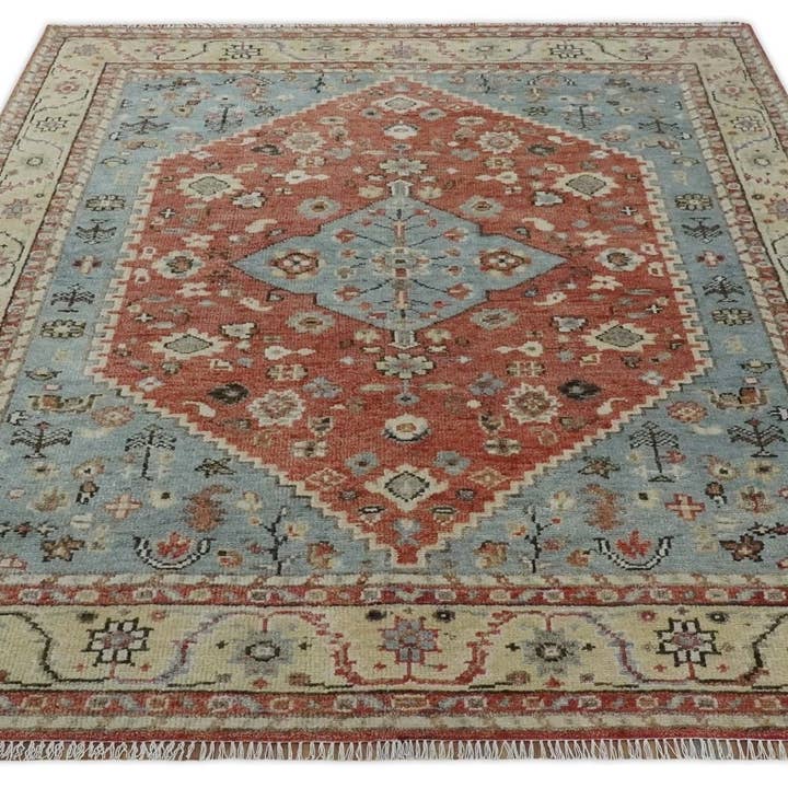 The Rug Decor, Inc. - Wholesale Area Rug - Antique look Traditional Floral Gray, Rust and Beige Hand knotted Heriz Custom Made wool Area Rug8