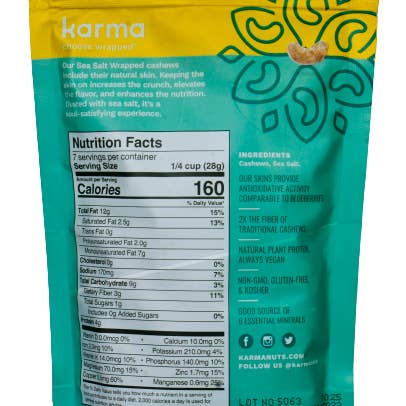 Karma Nuts - Wholesale Nuts - Sea Salt Wrapped Cashews 7 oz1